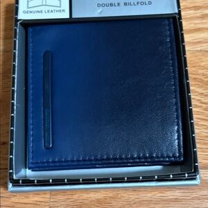 Geoffrey Beene Genuine Leather Double Billfold Wallet - Blue